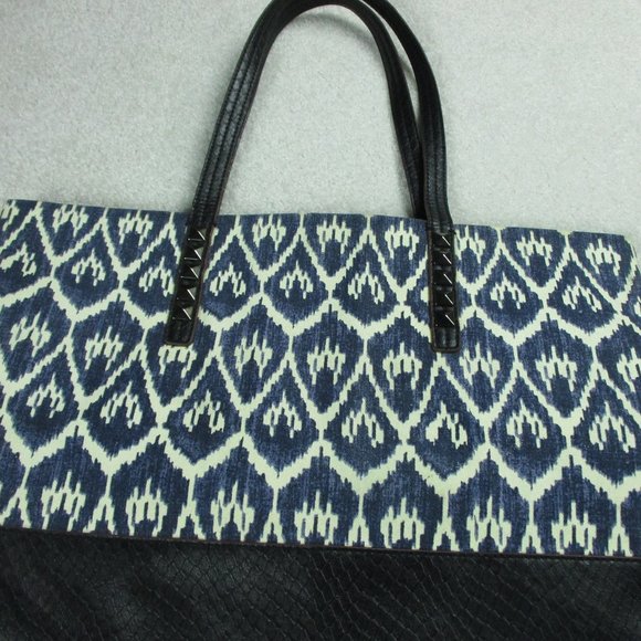 Label Rachel Roy Tote Large Blue and Black faux Leather - Picture 4 of 16